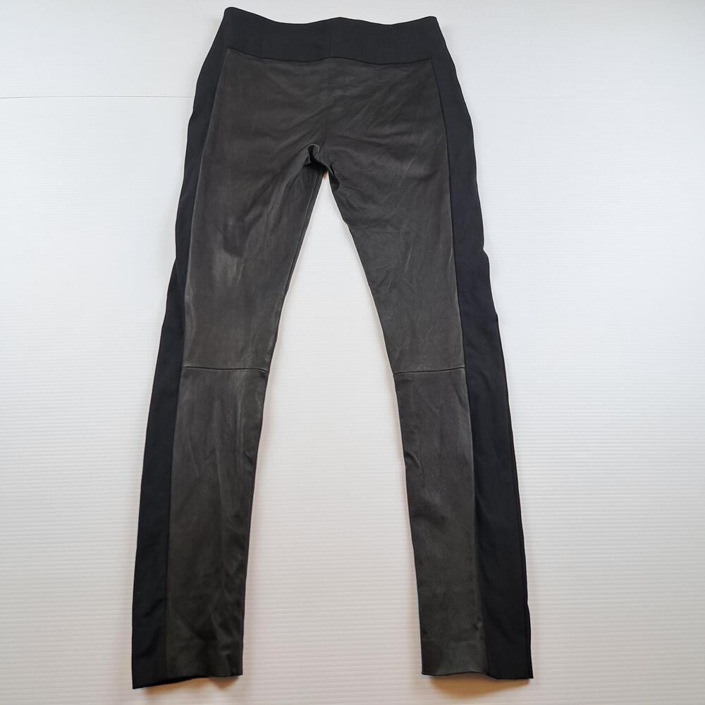 Rag & Bone Leggings Womens 4 Black Lamb Leather Front Panel Ponte Pant Stretch